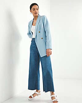 Icy Blue Linen Double Breasted Blazer