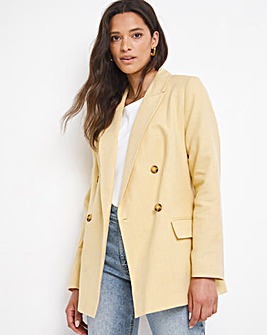 Yellow Linen Double Breasted Blazer