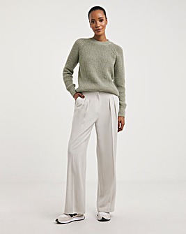 Textured Pleated Wide Leg Trousers