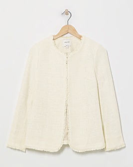 Collarless Boucle Blazer