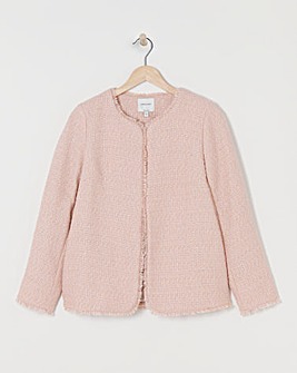 Collarless Boucle Blazer