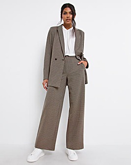 Houndstooth Ponte Straight Leg Trousers