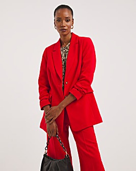 Red Crepe Single Breasted Blazer