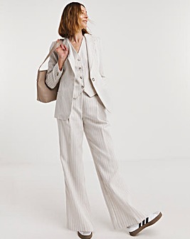 Pinstripe Linen Wide Leg Trousers