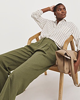 Linen Pleated Wide Leg Trousers