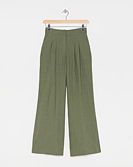 Linen Pleated Wide Leg Trousers