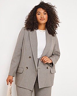 Neutral Relaxed Double Breasted Blazer