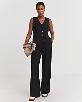 Textured Pleated Wide Leg Trousers