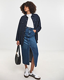 Deep Navy Tie Waist Overshirt