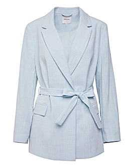 Sky Blue Tie Waist Blazer