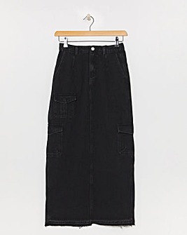 Black Split Front Pencil Skirt