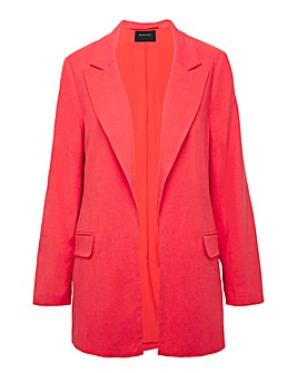 Coral Linen Edge to Edge Blazer