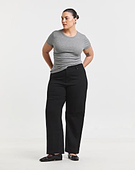 Simply Be Womens 24/7 Stretch Wide Leg Jeans - Black