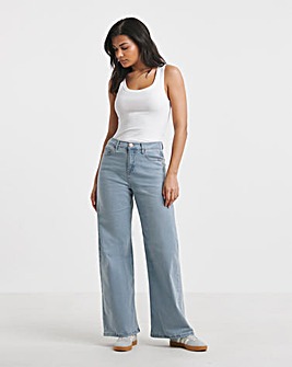 Simply Be Womens 24/7 Stretch Wide Leg Jeans - Light Wash