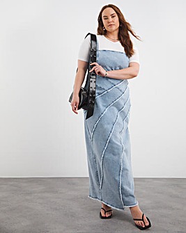 Light Blue Seamed Column Maxi Dress