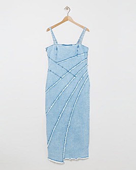 Light Blue Seamed Column Maxi Dress