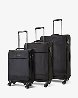 Rock Paris 3pc Suitcase Set Black