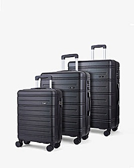 Rock Lisbon 3pc Suitcase Set Black