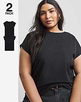 2 Pack Black/Black Boyfriend T-Shirts