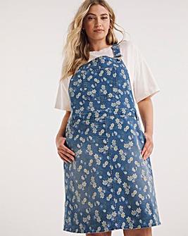 Joe Browns Daisy Print Pinafore Denim Dress