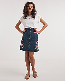 Joe Browns Desert Floral Embroidered Denim Skirt