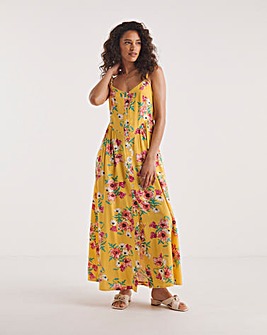 Joe Browns Floral Tie Cut Out Button Cami Maxi Dress