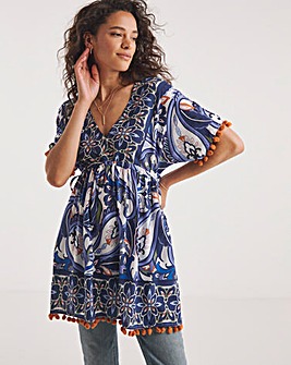 Joe Browns Floral Tunic With Pom Pom Detail