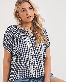 Joe Browns Gorgeous Embroidered Gingham Blouse