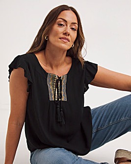 Joe Browns Black All Day Long Embroidered Top