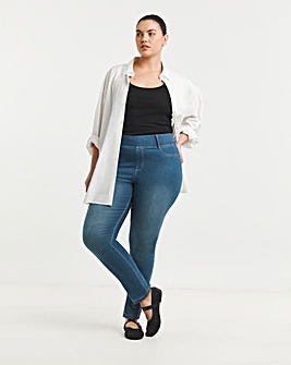 Simply Be Womens Stretch Slim Pull On Jeggings - Mid Wash