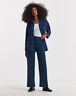 Indigo Stretch Wide Leg Pull On Jeggings
