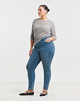 Simply Be Womens Highwaist Super Stretch Slim Jeans - Mid Wash