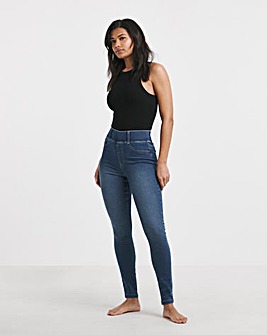 Simply Be Womens Stretch Skinny Pull On Jeggings - Mid Wash