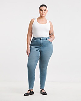 Mid Blue Highwaist Super Stretch Skinny Jeans