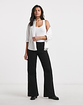 Black Stretch Wide Leg Pull On Jeggings