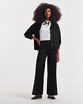 Black Stretch Wide Leg Pull On Jeggings