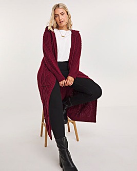 Joe Browns Red Captivating Cable Knit Hooded Cardigan