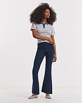 Simply Be Womens Stretch Flared Pull On Jeggings - Dark Blue