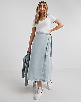 Midaxi Wrap Denim Skirt