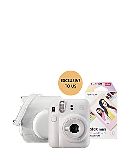 Fujifilm Instax Mini 12 Instant Camera with 10 Shot Macaron Film & White Case