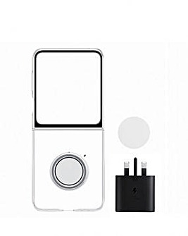 Samsung Flip5 Clear Gadget Phone Case and 25W Travel Adapter Starter Pack
