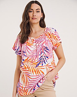 Julipa Crinkle Palm Print Blouse