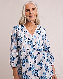 Julipa Lace Trim Pintuck Cotton Blouse