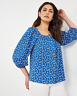 Julipa Square Neck Print Blouse