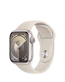 Apple Watch Series 9 GPS 41mm Starlight Aluminium Case with Sport Band - M/L