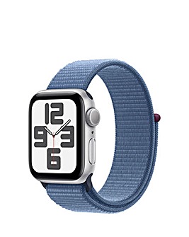 Apple Watch SE GPS 40mm Silver Aluminium Case, Winter Blue Sport Loop