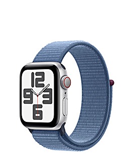 Apple Watch SE Cellular 40mm Silver Aluminium Case, Winter Blue Sport Loop